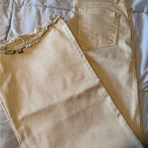 Women's Tan Frayed Hem Jeans